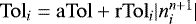 $\mathrm{Tol}_i = \mathrm{aTol} &#x002B; \mathrm{rTol}_i | n_i^{n&#x002B;1} |$