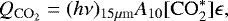 \begin{equation*}Q_{\mathrm{CO}_2} = (h\nu)_{15\mu \mathrm{m} } A_{10} [ \mathrm{CO}_2^* ] \epsilon , \end{equation*}