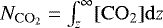 $N_{\mathrm{CO}_2} = \int_z^{\infty} [\mathrm{CO}_2] {\rm{d}}z$