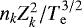 $n_k Z_k^2 / T_{\mathrm{e}}^{3/2}$