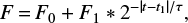 $$ \begin{equation} F\,{=}\,F_0+F_1*2^{-\vert t-t_1\vert/\tau},\end{equation} $$