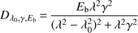 $ \begin{aligned} D_{\lambda _0,\gamma ,E_\mathrm{b}}\,{=}\,{{E_\mathrm{b} \lambda ^2 \gamma ^2} \over {(\lambda ^2-\lambda _0^2)^2\,{+}\,\lambda ^2 \gamma ^2}} \end{aligned} $