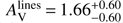 $ A_\mathrm{V}^\mathrm{lines}\,{=}\,1.66^{+0.60}_{-0.60} $