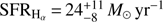 $ \mathrm{SFR}_{\mathrm{H}_{\alpha }}\,{=}\,24^{+11}_{-8}\,{M}_\odot \,\mathrm{yr}^{-1} $