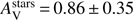 $ A_\mathrm{V}^\mathrm{stars}\,{=}\,0.86\,{\pm }\,0.35 $