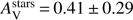 $ A_\mathrm{V}^\mathrm{stars}\,{=}\,0.41\,{\pm }\,0.29 $