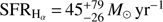 $ \mathrm{SFR}_{\mathrm{H}_{\alpha }}\,{=}\,45^{+79}_{-26}\,{M}_\odot \,\mathrm{yr}^{-1} $
