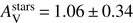 $ A_\mathrm{V}^\mathrm{stars}\,{=}\,1.06\,{\pm }\,0.34 $