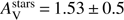 $ A_\mathrm{V}^\mathrm{stars}\,{=}\,1.53\,{\pm }\,0.5 $
