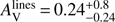 $ A_\mathrm{V}^\mathrm{lines}\,{=}\,0.24^{+0.8}_{-0.24} $