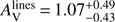 $ A_\mathrm{V}^\mathrm{lines}\,{=}\,1.07^{+0.49}_{-0.43} $