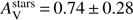 $ A_\mathrm{V}^\mathrm{stars}\,{=}\,0.74\,{\pm }\,0.28 $
