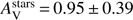 $ A_\mathrm{V}^\mathrm{stars}\,{=}\,0.95\,{\pm }\,0.39 $