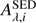 $ A_{\lambda , i}^\mathrm{SED} $