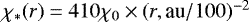 $\chi_*(r)=410\chi_{0} \times (r, \textrm{au}/100)^{-2}$