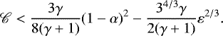 \begin{equation*} {\mathscr{C}}<\frac{3\gamma}{8(\gamma&#x002B;1)}(1-\alpha)^2-\frac{3^{4/3}\gamma}{2(\gamma&#x002B;1)}\varepsilon^{2/3}.\end{equation*}
