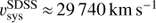 $ \nu_\text{sys}^\text{SDSS}\approx\text{29 740 km s}^{-1} $