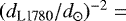 $(d_{\textrm{L1780}}/d_{\odot})^{-2} = $
