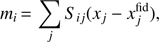$ \begin{aligned} m_i \,{=}\, \sum _j S_{ij}(x_j - x^\mathrm{fid}_j), \end{aligned} $