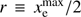 $ r\equiv x_\mathrm{e}^\mathrm{max}/2 $