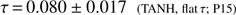 $ \begin{aligned} \tau \,{=}\, 0.080\pm 0.017\;\;{(\mathrm TANH,\;flat\,\tau ;\;P15)} \end{aligned} $