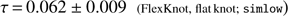 $ \begin{aligned} \tau \,{=}\, 0.062\pm 0.009\;\; (\text{ FlexKnot,} \text{ flat} \text{ knot;}\,\mathtt {simlow} ) \end{aligned} $