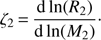 $$ \zeta_2=\frac{\mathrm d\ln{(R_2)}}{\mathrm d\ln{(M_2)}}. $$