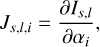 $ \begin{aligned} J_{s,l,i} = \frac{\partial I_{s,l}}{\partial \alpha _i} ,\end{aligned} $