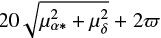 $20\sqrt{\mu_{\alpha*}^2+\mu_{\delta}^2} + 2\varpi$