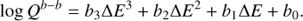$$\log {Q^{b - b}} = {b_3}\Delta {E^3} + {b_2}\Delta {E^2} + {b_1}\Delta E + {b_0}.$$