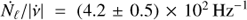 $ \dot {N_{\ell}}/|\dot{\nu}|= (4.2\pm 0.5)\times 10^2\, \mathrm{Hz}^{-1} $