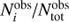 $ N_i^{{\rm{obs}}}/N_{{\rm{tot}}}^{{\rm{obs}}}\ $