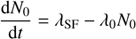 $$ \begin{aligned} \frac{\mathrm{d}N_0}{\mathrm{d}t} = \lambda _{\rm SF}- \lambda _0N_0 \end{aligned} $$