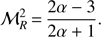 $ \begin{aligned} \mathcal{M }_R^2 \,{=}\, \frac{2\alpha -3}{2\alpha + 1}. \end{aligned} $