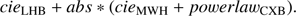 $ \begin{aligned} cie_{\mathrm{LHB}}+abs*(cie_{\mathrm{MWH}}+powerlaw_{\mathrm{CXB}}). \end{aligned} $