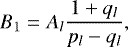 \begin{equation*}B_{1} = A_l \frac{1&#x002B;q_l}{p_l-q_l}, \end{equation*}