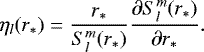 \begin{equation*} \eta_l (r_*) = \frac{{r_*}}{S_{l}^{m}(r_*)}\frac{\partial S_{l}^{m}(r_*)}{\partial r_*}. \end{equation*}