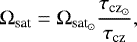 \begin{equation*} {\mathrm{\Omega}}_{\textrm{sat}} = {\mathrm{\Omega}}_{\textrm{sat}_{\odot}} \frac{\tau_{\textrm{cz}_{\odot}}}{\tau_{\textrm{cz}}}, \end{equation*}