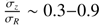 $ {{\sigma _z } \over {\sigma _R }} ~ {\rm 0}{\rm .3 - 0}{\rm .9} $