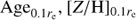 $${\rm{Ag}}{{\rm{e}}_{0.1{r_e}}},{\left[ {{\rm{Z/H}}} \right]_{0.1{r_e}}}$$