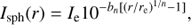 $${I_{{\rm{sph}}}}\left( r \right) = {I_{\rm{e}}}{10^{ - {b_n}\left[ {{{\left( {r/{r_{\rm{e}}}} \right)}^{1/n}} - 1} \right]}},$$