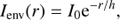 $${I_{{\rm{env}}}}\left( r \right) = {I_{\rm{0}}}{{\rm{e}}^{ - r/h}},$$