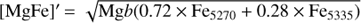 $${\left[ {{\rm{MgFe}}} \right]^\prime } = \sqrt {{\rm{Mg}}b\left( {{\rm{0}}.{\rm{72}} \times {\rm{F}}{{\rm{e}}_{{\rm{5270}}}}{\rm{ + 0}}.{\rm{28}} \times {\rm{F}}{{\rm{e}}_{{\rm{5335}}}}} \right)} $$
