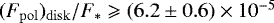 $(F_{\rm{pol}})_{\rm{disk}}/F_{\ast} \geqslant (6.2 \pm 0.6)\times 10^{-5}$