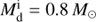 $M_{\rm{d}}^{\rm{i}} = 0.8{\mkern 1mu} {M_ \odot }$