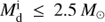 $M_{\rm d}^{\rm i}\le 2.5\,M_\odot$