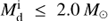 $M_{\rm d}^{\rm i}\le 2.0\,M_\odot$
