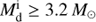 $M_{\rm{d}}^{\rm{i}} \ge 3.2{\mkern 1mu} {M_ \odot }$