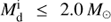$M_{\textrm{d}}^{\textrm{i}}\leq2.0\,M_\odot$