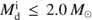 $M_{\textrm{d}}^{\textrm{i}}\leq2.0\,M_\odot$